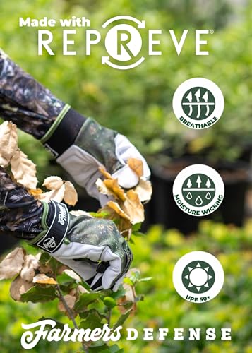 FARMER'S DEFENSE Leather Gloves | Thorn Proof & Puncture Resistant | Durable Grip, Breathable | Gardening, Landscaping, DIY (Garden Flower, Small) - color: Garden Flower, size: Small
