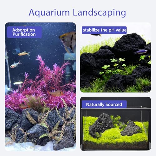 Natural Rocks Black Lava for Aquariums Fire Pits Bonsai 20lb Natural Volcanic Stones Heat-Resistant (3-8inches) 7-9pcs - size: 20lb(3-8in)