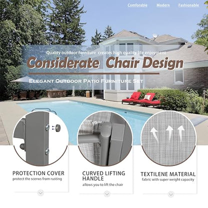 Vongrasig 4 Pieces Patio Furniture Sets,Outdoor Patio Conversation Sets with Glass Coffee Table, Small Porch Balcony Furniture, Patio Table and Chairs Set for Garden, Backyard (Silver) - color: Silver