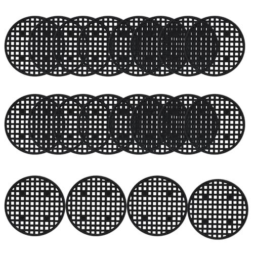 Plant Pot Mesh, 2.1", 55mm, Black, 50 Pcs | Round Hole Cover, Drainage Mesh Discs, Bottom Liners for Bonsai/Flower Pots, Soil Retention Grid Mats - size: 2.1in