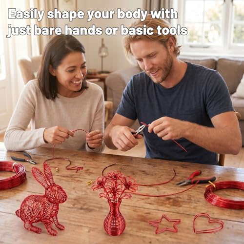 Tenn Well 165ft 18 Gauge Aluminum Craft Wire Red Bendable for Jewelry | Bendable metal wire for sculpting, floral making, wreath making, wire wrapping, Christmas - color: Red