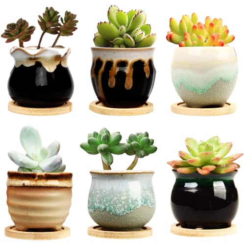 2.1 Inch Ceramic Small Succulent Pot,Plant Pots,Mini Flower Pots - size: 2.3inch-6pack