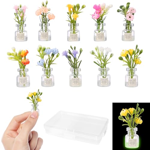 10 Pcs Miniature Dollhouse Mini Plant Flowers, 1:12Small Glow - size: 5 cm (1.97 inches)
