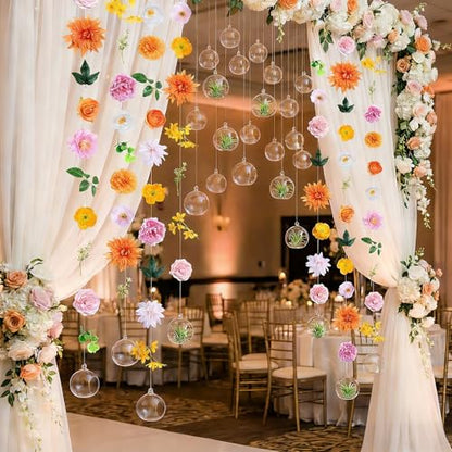 GlikCeil 18 Pcs Hanging Glass Globes 3.15" Tealight Holders Garlands | Round Orbs for Wedding Table Centerpiece, Arch Garden Decor, Air Plant Terrariums, Tea Light Display, Event Decoration