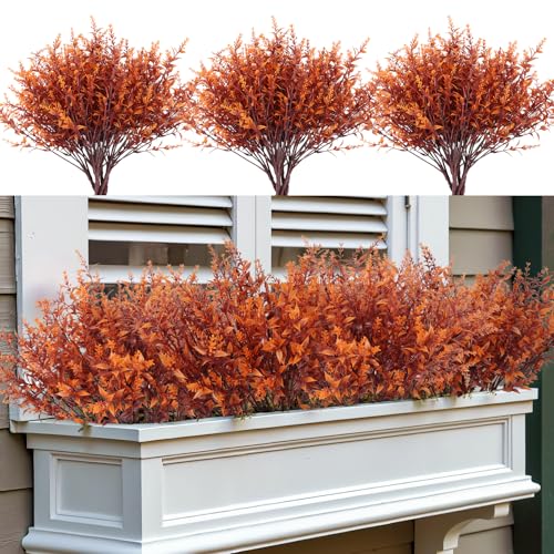 RECUTMS Faux Greenery Fake Lavender Fall Plants UV Resistant Outdoor Flower - color: Brown, size: 20 Bundles