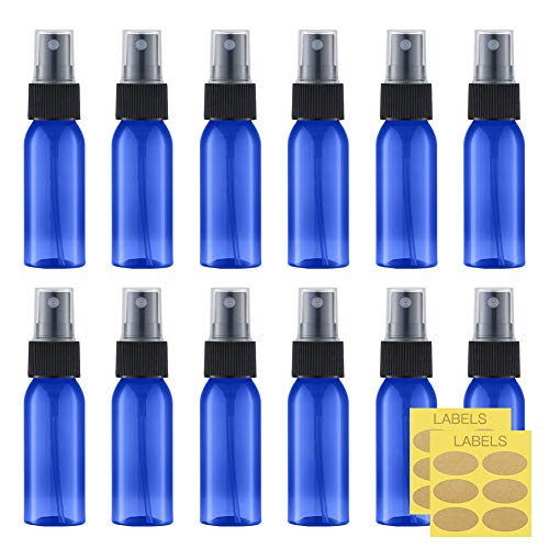 LISAPACK 1oz Small Spray Bottle (12 Pack), Mini Travel Size Plastic Sprayer - color: Blue (12pcs)