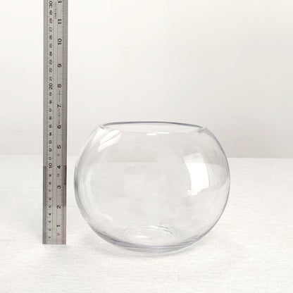 CYS EXCEL Glass Bubble Bowl (H-6" W-8", Approx. 3/4 Gal.) Small Fish Bowl Round Terrarium Vase Globe Flower Centerpiece for Weddings Events Arrangements - size: H-6" W-8"