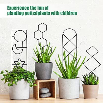 Wellsign 15.94Inch Plant Trellis for Climbing Plants Indoor Outdoor | 4 Patterns Metal Small Garden Houseplant Trellis for Potted Plants for Vine Ivy Flower Plant Support Lover Gifts Lattice - size: Back-Metal-Trellis02
