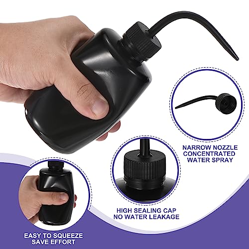 PATIKIL 12 Pcs Wash Bottle, 250ml 8oz Plastic Succulent Watering Bottle Eyelash Tattoo Rinse Wash Bottle for Plant Eyelash Extensions Irrigation Lab RV Gap Cleaning (Black) - color: Black, size: 250ml/8oz