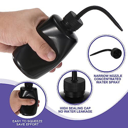 PATIKIL 12 Pcs Wash Bottle, 250ml 8oz Plastic Succulent Watering Bottle Eyelash Tattoo Rinse Wash Bottle for Plant Eyelash Extensions Irrigation Lab RV Gap Cleaning (Black) - color: Black, size: 250ml/8oz