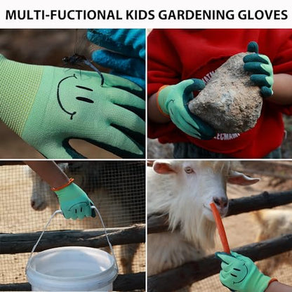 Kids Gardening Gloves for Ages 2-12 Toddlers, Youth, Girls, Boys, Children Garden Gloves for Yard Work (Size 4 for 7, 8 Year Old) - size: Size 4 (Pack of 2)