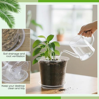 5 Inch Clear Nursery Pots with Drainage Trays, 15 Pack Plastic Pots for Plants, Clear Pot for Seed Starting, Transplanting, Succulents, and Indoor Gardening (5 inch) - size: 5 inch