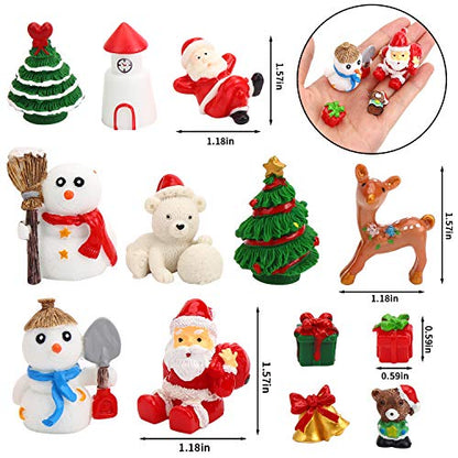 DIYASY Christmas Miniature Figurines,40 Pcs Mini Crafts Resin Santa Claus Snowman Elk Ornaments Kit for DIY Christmas Fairy Garden and Snow Globes - color: Multi Xmas