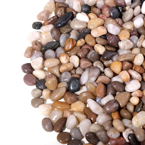 30lb Small Pebbles, 3/8 Inch Polished Plant Rocks for Pots Indoor - size: 30lb, style: Mixed
