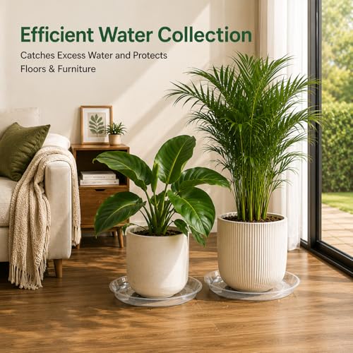 4 Pack 16 17 18 19 20 21 22 in Clear Plastic Plant Saucers for Indoors, Durable Plant Trays for Pots and Plant Water Catcher Tray with No Holes, Reusable Plastic Trays for Plants (19''-4Pack) - size: 19''-4Pack