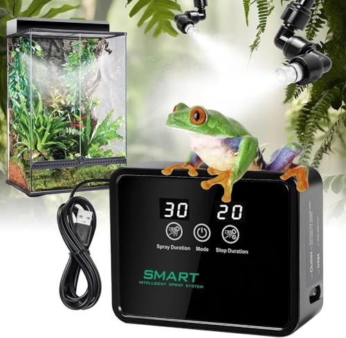 Reptile Humidifier Reptile Mister System with Timer & 360° Nozzles - color: black