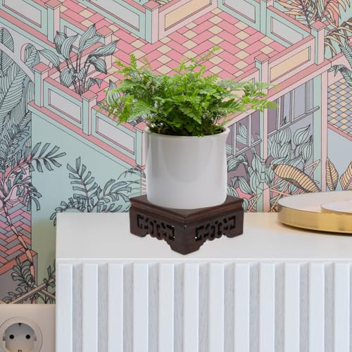 Cabilock Solid Wood Plant Pot Riser 3.14 X 3.14 X 1. Square Base Stand for Indoor Pots Buddha Statues Bonsai Flower Pot Holder Home Decor