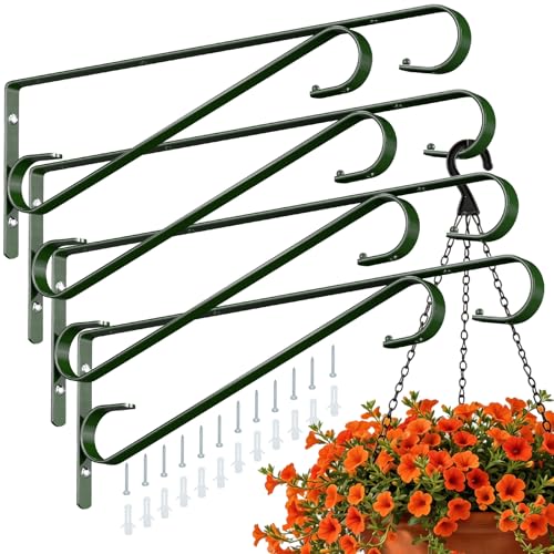 4 Pack 15.4 Inch Heavy Duty Outdoor Plant Hangers with 2 Hanging Designs - color: Blackish Green - 4 Pack