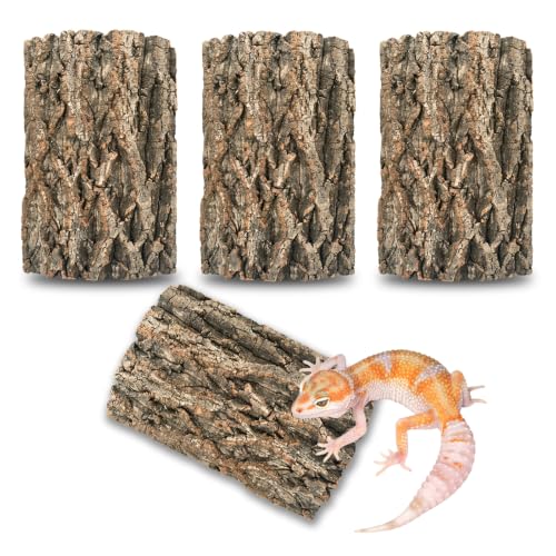 4 Pcs Natural Cork Bark, Reptile Cork Bark 7.9x11.8 Inches, Cork Bark Climbing Mat for Reptiles Turtle Dragon Lizard Geckos Bearded Geckos Frogs, Terrarium Background Habitat Decor - color: 7.9x11.8 Inches-4pcs
