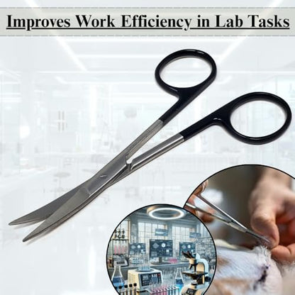 Premium Iris Scissors Micro Dissecting Scissors Curved 4.5" with Fine Sharp Blades Made of Stainless Steel Medical Surgical Tools (Black Handle) - color: Black Handle