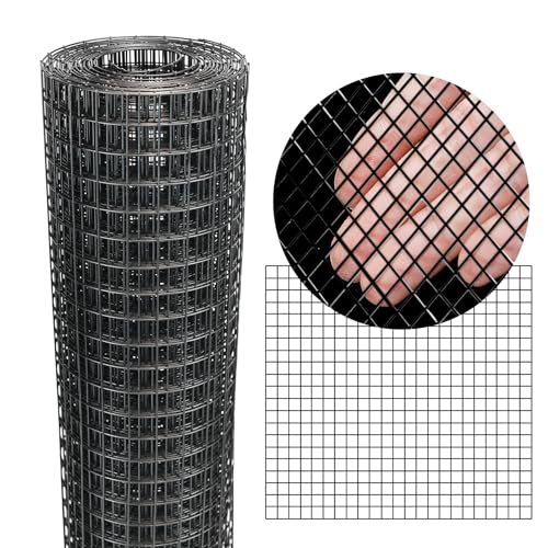 Black Hardware Cloth 16'' x 10' PVC Steel Vinyl Coated 1/2 inch Galvanized Wire Mesh Roll (19 GA) Chicken Wire Fence Roll, for coop Fences,Screen mesh, Rabbit/Snake Fences, Poultry enclosures, etc. - color: 19(GA)-1/2inch, size: 16In x 10Ft