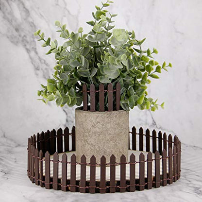 Miniature Fairy Garden Fence, DIY Wood Picket Fence Mini Ornament (Brown) - color: Brown