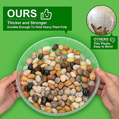18 Pack Plant Saucers of 6 inch & 8 inch & 10 inch , Durable Plant Trays for Indoors Outdoors, Clear Plastic Flower Plant Pot Saucer, Made of Thicker, Stronger Plastic, with Taller Design (6"+8"+10") - size: 6"+8"+10"