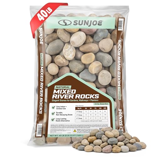 SJ-RK001-40 - Natural Mixed Decorative River Stones, 2-3 in, 40lb Bag - color: Natural Rocks, size: 40-LB Bag