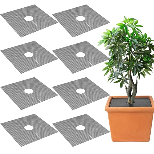 Adnee 8 Pcs 11.8 Inch Plant Pot Grids, Cuttable Plant Pot Soil Covers Protectors from Animals, Indoor Square Planter Pots Soil Guard for Outdoor Garden Plants Protection - color: 8 Pcs 11.8" Square