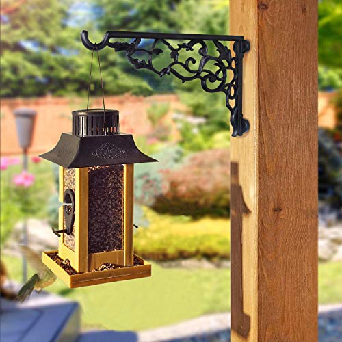 Heavy Duty Plant Hanger Bracket, 13" Aluminum Wall Hanging Plants Brackets | 120 LB Capacity, Rust Proof Hanging Plant Bracket for Outside Porch Patio, Bracket for Heavy Planters Bird Feeders, Lanterns - style: Rose vine shape