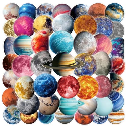 50PCS Planet Space Galaxy Vinyl Stickers - style: Planet Stickers