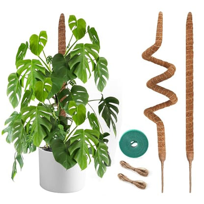 2 Pack Moss Pole 48 Inch Monstera Plant Sticks Support Tall Long Stakes | for Plants Climbing Indoor Large Trellis Bendable DIY Shape Grow Upwards - color: 48inch (2Pack)