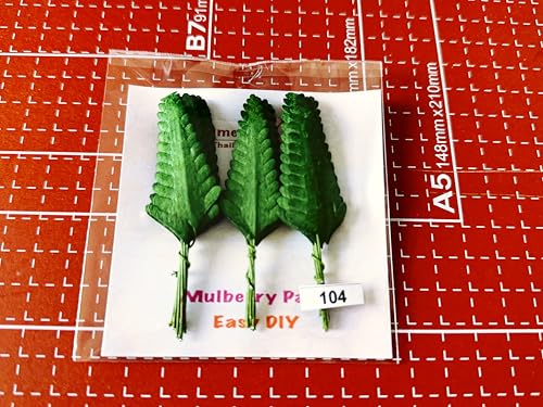 Ploen 25 pcs Green Leaves Ferns Mulberry Paper Leaves with Wire Stems Fern1 Leaf Mulberry Paper Craft Supplies Scrapbooking Embellishments for so Many Card DIY Craft Projects Leaves104