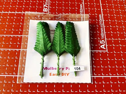Ploen 25 pcs Green Leaves Ferns Mulberry Paper Leaves with Wire Stems Fern1 Leaf Mulberry Paper Craft Supplies Scrapbooking Embellishments for so Many Card DIY Craft Projects Leaves104