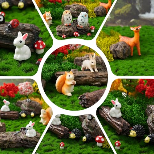 43 Pcs Mini Fairy Garden Accessories Outdoor Kit, Fairy House Accessories Including Resin Animals, Miniature Figurines Micro Landscape Ornaments, Fairy Garden Starter Kit for DIY Dollhouse