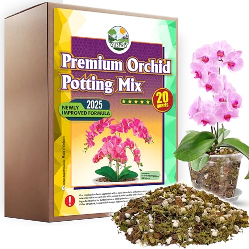 4in1 Orchid Potting Mix for Repotting,Pre-Mixed & Ready to Use, 20QT | Forest Moss, Pine Bark, Perlite & Pumice, Professional Blend, Drainage & Airflow, Upgraded Formula - size: Orchid Potting Mix 20 Quarts