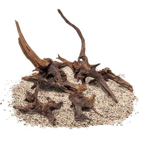 Natural Aquarium Driftwood for Fish Tanks, Terrarium, Reptile Habitats, Freshwater Aquatic Decor - Small to Large Pieces (Pacific Wood (Small) 4-8", 1 Piece) - size: 1 Piece