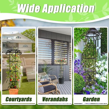 Quibbay Garden Trellis for Climbing Plants Outdoor,41.3 Inch Mushroom Top Trellis for Climbing Plants, Rustproof Metal Plant Flower Trellises for Vine Rose Flower Tomato Support Outdoor Indoor,1 Pack - style: 3 Floors-10*41IN