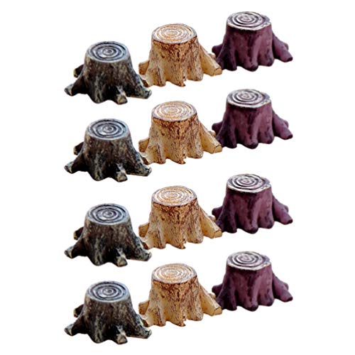 12Pcs Miniature Tree Stumps Resin Tree Stump Decorations for Fairy Gardens | Micro Landscape Accessories for Home Decor and Diy Crafts Projects (Assorted Colors)