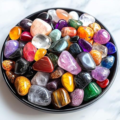 Polished Mixed Crystal Chips Set, 0.4 inches, 128 Pcs - Handpicked Tumbled Stones and Crystals Bulk for Healing, Reiki, Meditation, Witchcraft and Home Decor - color: Mixed Crystals - 18 Types, size: 0.4"