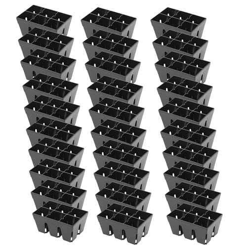 SUNPACK 5" x 3.25" Mega 6-Cell Square Insert, Black, 2.5" (Pack of 30) - Has Drainage Holes, Ideal for Greenhouses and Indoor Gardening - Allows for Easy Transplanting of Seedlings