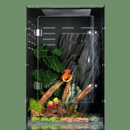 16x16x24 Black PVC Reptile Tank for Adult Reptiles, Front Opening - size: 16"16"24"