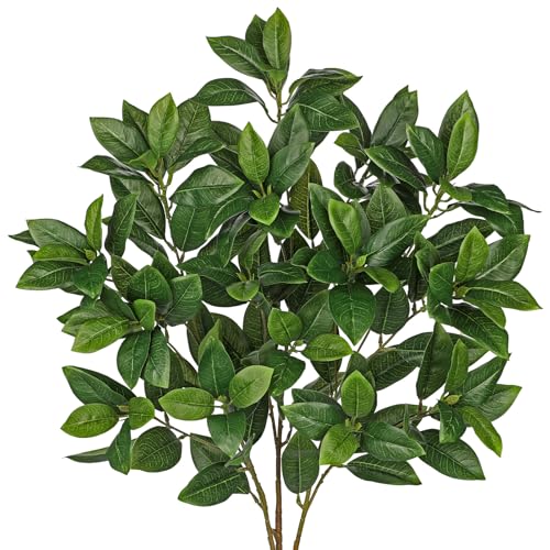 33" Faux Magnolia Leaves Greenery Stems for Floral Arrangements, 3 Pcs - color: Green