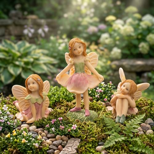 Fairy Garden Miniatures Figurines 3 Pcs DIY Decor | Whimsical Fairy Characters, Creative Mini Garden Scenes, DIY Terrarium Projects, Charming Decor Accent