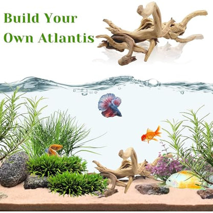 Tfwadmx Natural Driftwood for Aquarium, 11-13 inch Reptile Branches Terrarium Wood Aquarium Trunk Driftwood Tree Fish Tank Log Decoration Pack of 2 - size: Spiderwood（7-13 inch pack of 2）