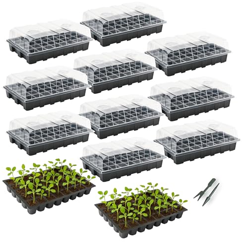 Mr. Pen- Seed Starter Tray Kits, 10 Pack, Total 400 Cells | Durable Plant Germination Trays with Humidity Vented Domes and Bases, Ideal for Seed Starting - size: 40-Cells 10-Pack