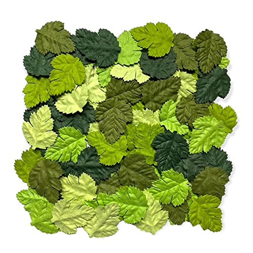 100PCS Mulberry Paper Fern Leaves, Artificial Green Paper Leaves for DIY Crafts, Scrapbooking, Card Making, Floral Arrangements, Wedding Decorations, Handmade Leaf Embellishments, 35 x 30mm Green Tone