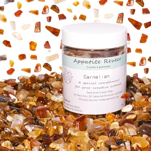 Carnelian Agate Crystal Chips 1lb 1000+pcs Natural Aquarium Gravel Rocks Polished Crushed Stone Pieces Fish Tank Pebbles Vase Filler Irregular Shaped Tumbled Gemstone for Indoor Decor - color: Carnelian Agate, size: 1LB