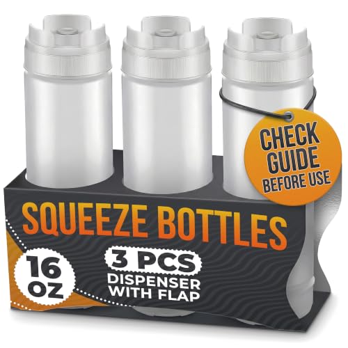 BURIUS Set of 6 Inverted Condiment Squeeze Bottles 16 oz
