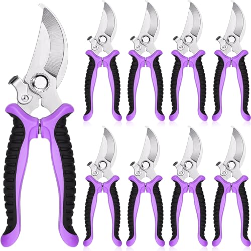Lothee 9 Pcs Garden Shears Pruning Garden Clippers Bulk Bypass Pruner Heavy Duty for Gardening Hedge Plant Cutting Flower Scissors for Tree Trimming Bonsai Cutting Fruits Picking(Purple) - color: Purple